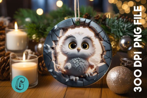 3D Cute Owl Break Through Ornament 11 – A Versatile Digital Design for Creative Enthusiasts