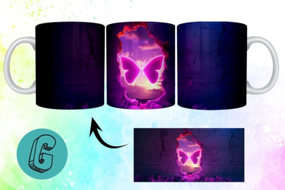 3D Fantasy Butterfly Mug Wrap Break 04