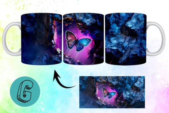 3D Fantasy Butterfly Mug Wrap Break 20