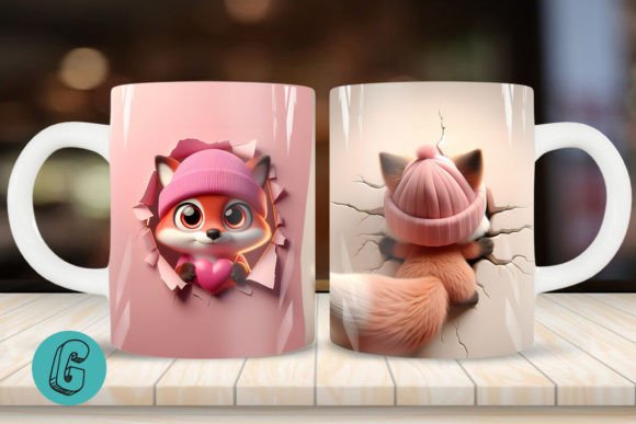 3D Fox Valentine Mug Wrap 2 Sided 11: A Versatile Digital Asset for Creative Projects