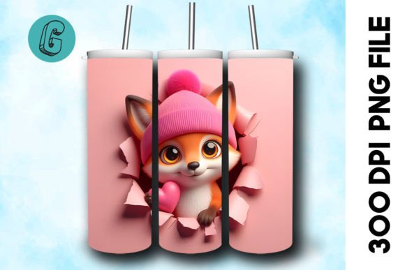 3D Fox Valentine Tumbler Wrap 29 – A Creative Digital Asset for DIY Enthusiasts