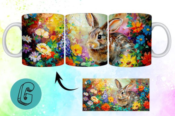 3D Oil Paint Easter Bunny Mug Wrap 06
