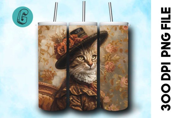 3D Oil Paint Elegant Cat Tumbler Wrap 40