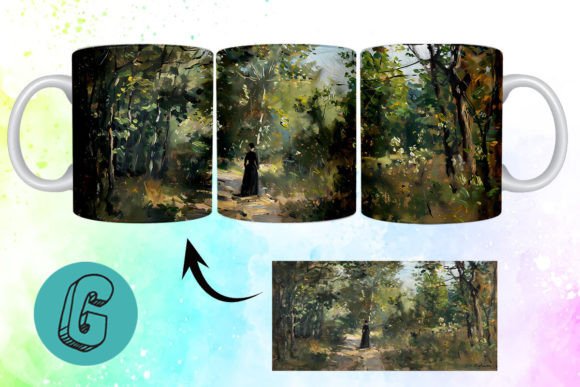 3D Oil Paint Forest Garden Mug Wrap 04