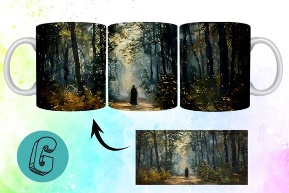3D Oil Paint Forest Garden Mug Wrap 06