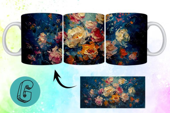 3D Oil Paint Pretty Flowers Mug Wrap 03
