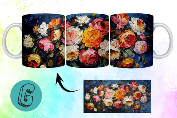 3D Oil Paint Pretty Flowers Mug Wrap 10