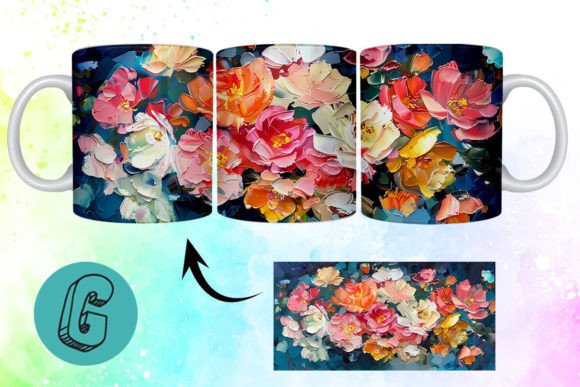 3D Oil Paint Pretty Flowers Mug Wrap 12