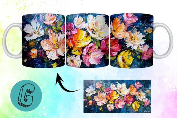 3D Oil Paint Pretty Flowers Mug Wrap 14