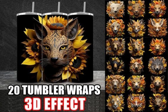 3D Papercut Yellow Animal Tumbler Wrap Bundle – A Creative Resource for Modern Designers and Entrepreneurs