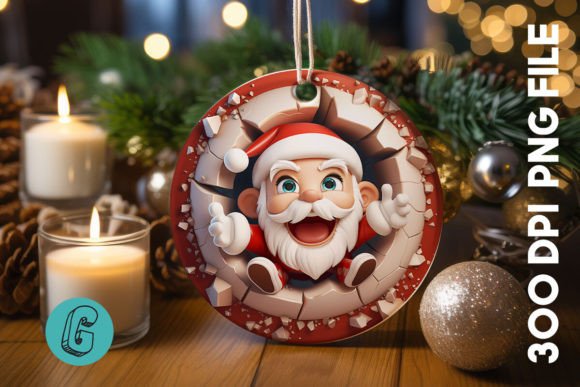 3D Santa Break Through Ornament 40