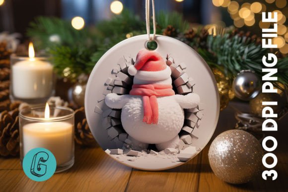 3D Snowman Break Wall Ornament PNG 57 for Creative Projects