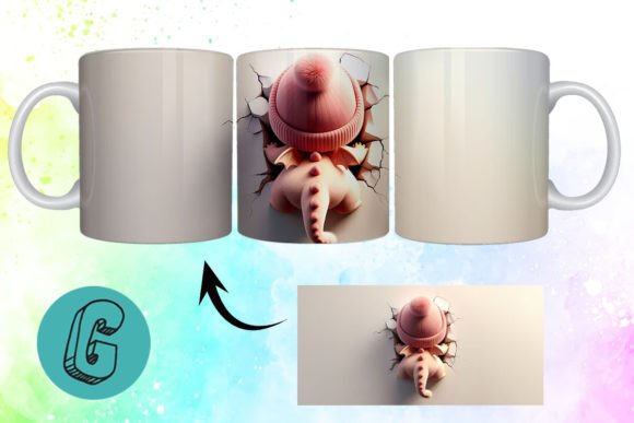 3D Valentine Dragon Mug Wrap 02 – A Unique Design for Creative Projects
