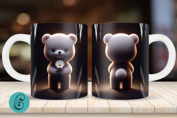 Cute Bear 2 Sided 3D Mug Wrap Set 08: A Creative Tool for DIY Enthusiasts and Designers