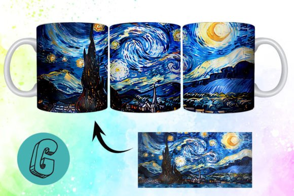 The Intersection of Digital Art and Physical Merchandise: Analyzing the 3D Oil Paint Starry Night Mug Wrap 06