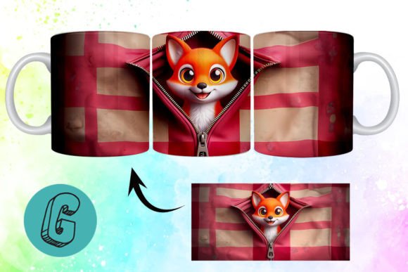 Valentine Cute Fox 3D Mug Wrap for Creative Projects