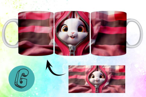 Valentine Cute Rabbit 3D Mug Wrap 03: A Creative Solution for DIY Enthusiasts