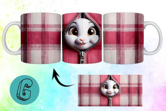 Valentine Cute Rabbit 3D Mug Wrap 12: A Practical Creative Asset for DIY Enthusiasts