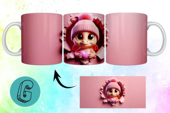 Valentine Dragon 3D Mug Wrap for Creative Projects