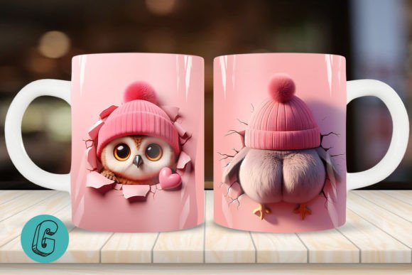 Valentine Owl 3D Mug Wrap 2 Side 17