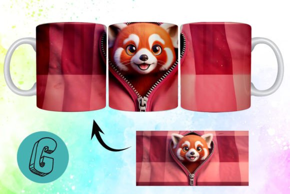 Valentine Red Panda 3D Mug Wrap 02