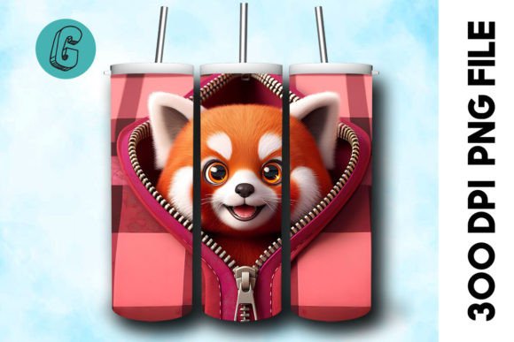 Valentine Red Panda 3D Tumbler Wrap 29: A Creative Asset for DIY Enthusiasts and Designers