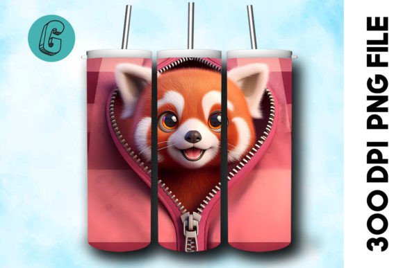 Valentine Red Panda 3D Tumbler Wrap Design