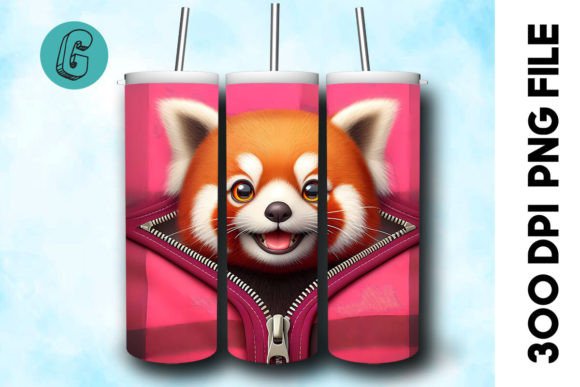 Valentine Red Panda 3D Tumbler Wrap for Creative DIY